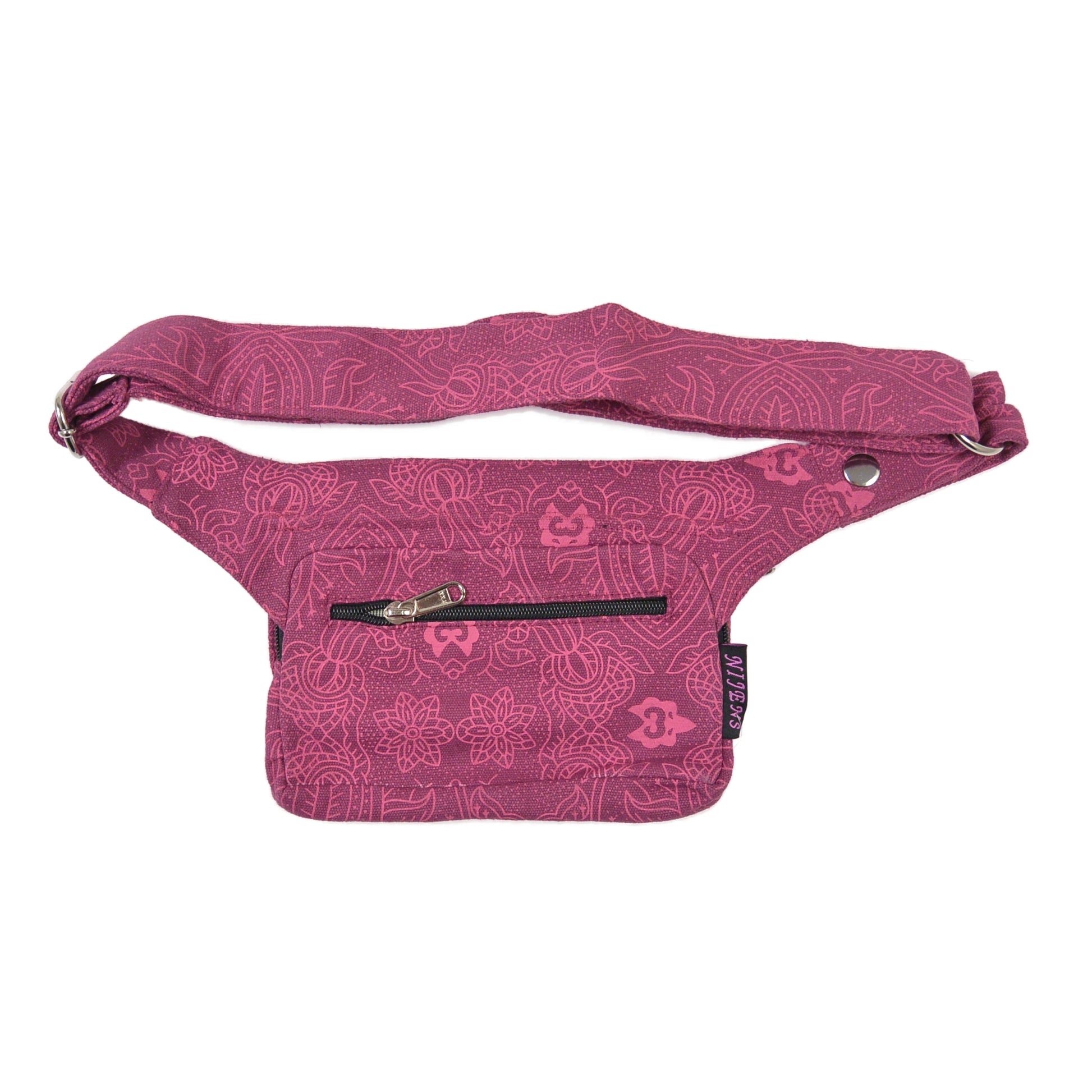 Fuchsiafarbene Nijens Hüfttasche Kathmandu mit dezentem floralen Muster - Rückseite