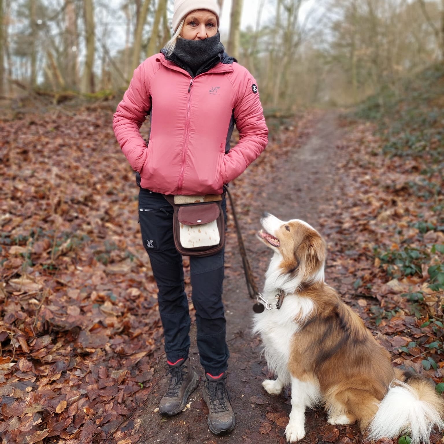 Gassi-Tasche Leder mit Kuhfell Braun für Hundespaziergang - Nijens