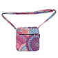 Rückseite: Umhängetasche aus Stoff mit farbenfrohem Mandala-Muster in Rosa, Blau und Gelb – kleine Tasche Chotu von Nijens