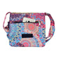 Umhängetasche aus Stoff mit farbenfrohem Mandala-Muster in Rosa, Blau und Gelb – kleine Tasche für das Handy