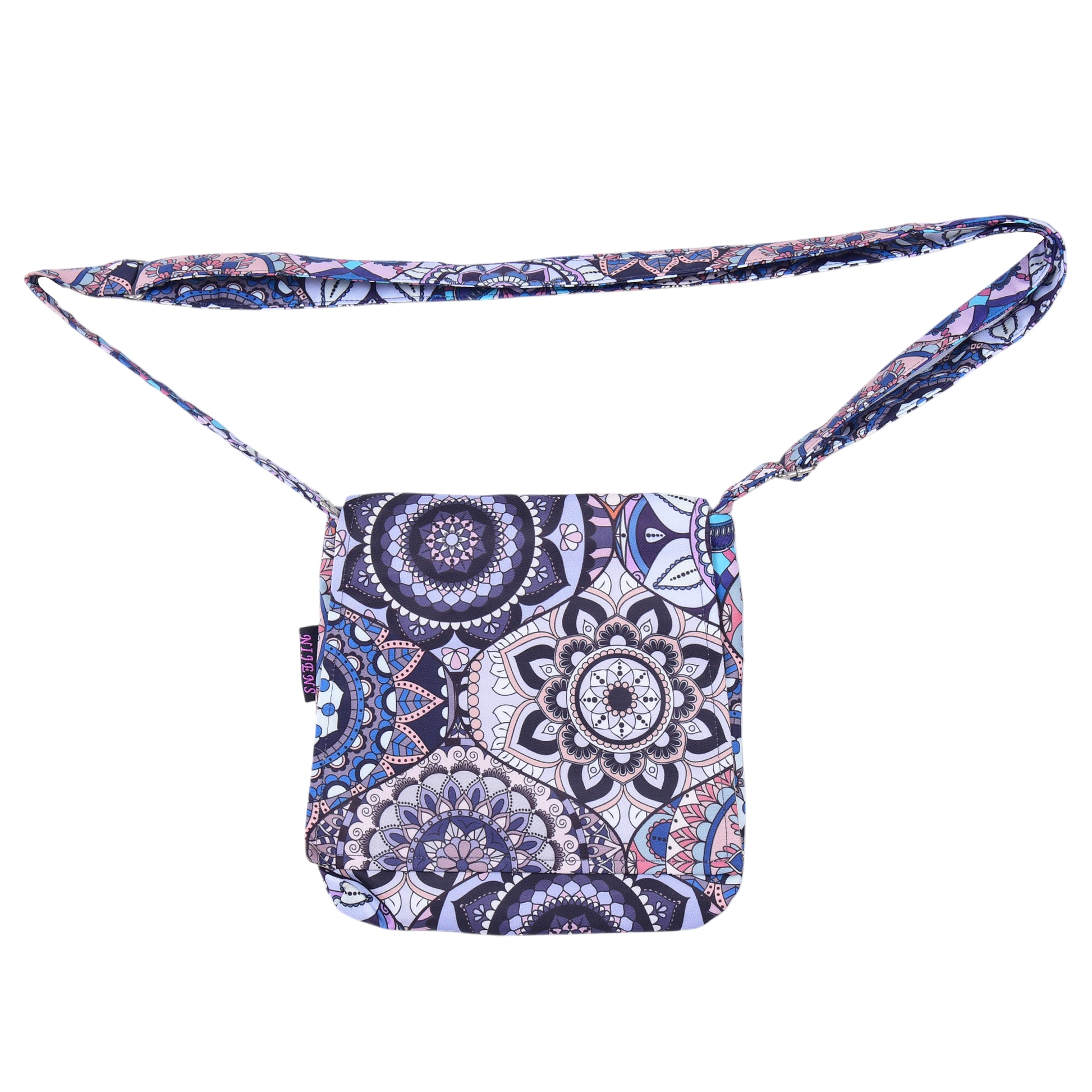 Kleine wasserabweisende Stoff-Umhängetasche mit farbenfrohem Mandala-Design – handgefertigt von Nijens