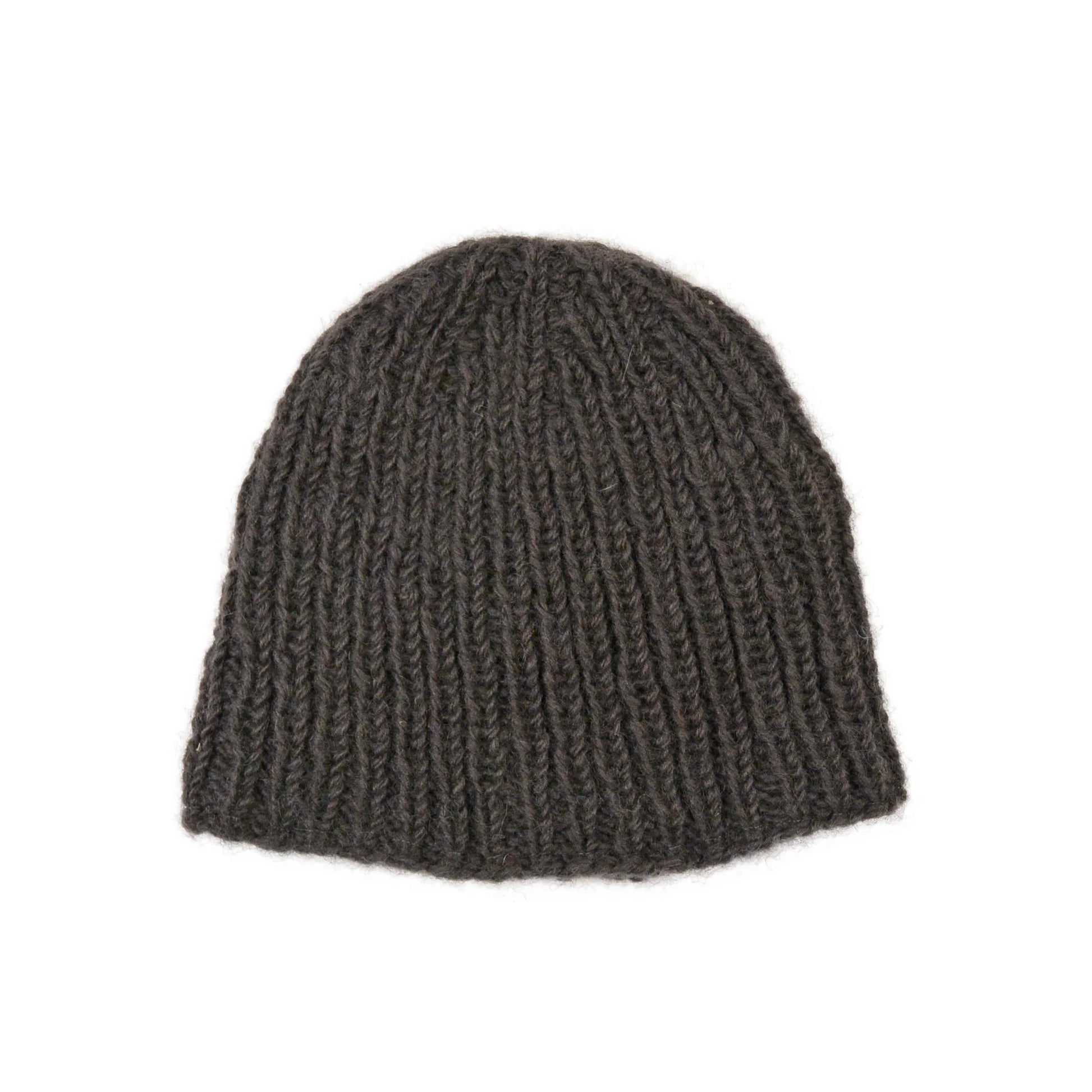 Kurze Beanie Mütze, Wollmütze aus Schurwolle Grau.