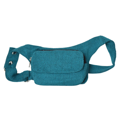Kleine Gassi-Tasche MAINZ aus Baumwoll-Canvas Petrolblau, Frontansicht 