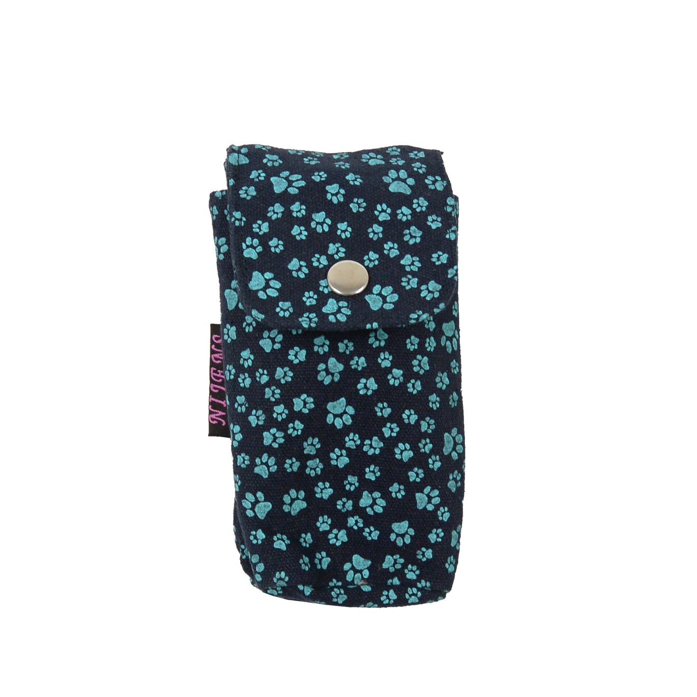 Nijens Tuben-Holster (Canvas-Stoff mit Pfotenmuster Teal)