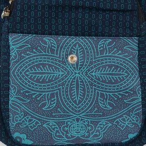 Gassi-Tasche Bauchtasche Stoff Teal Om-Print