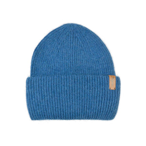 Vorderansicht der hellblauen Angora Beanie Marseille von Nijens 