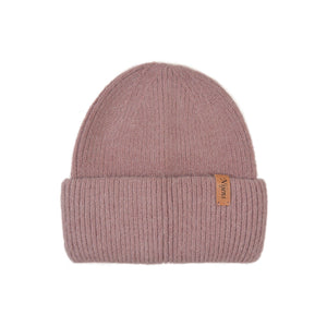 Vorderansicht der altrosa Angora Beanie Marseille von Nijens