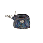 Kleine bunte Nijens Beuteltasche mit Mandala-Muster in Blau, Metallöse zur einfachen Entnahme von Hundekotbeuteln, Karabinerhaken und Schlüsselring.