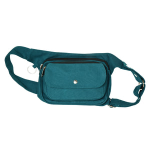 Petrolfarbene Nijens Bauchtasche Frankfurt mit Reißverschluss- und Frontfach