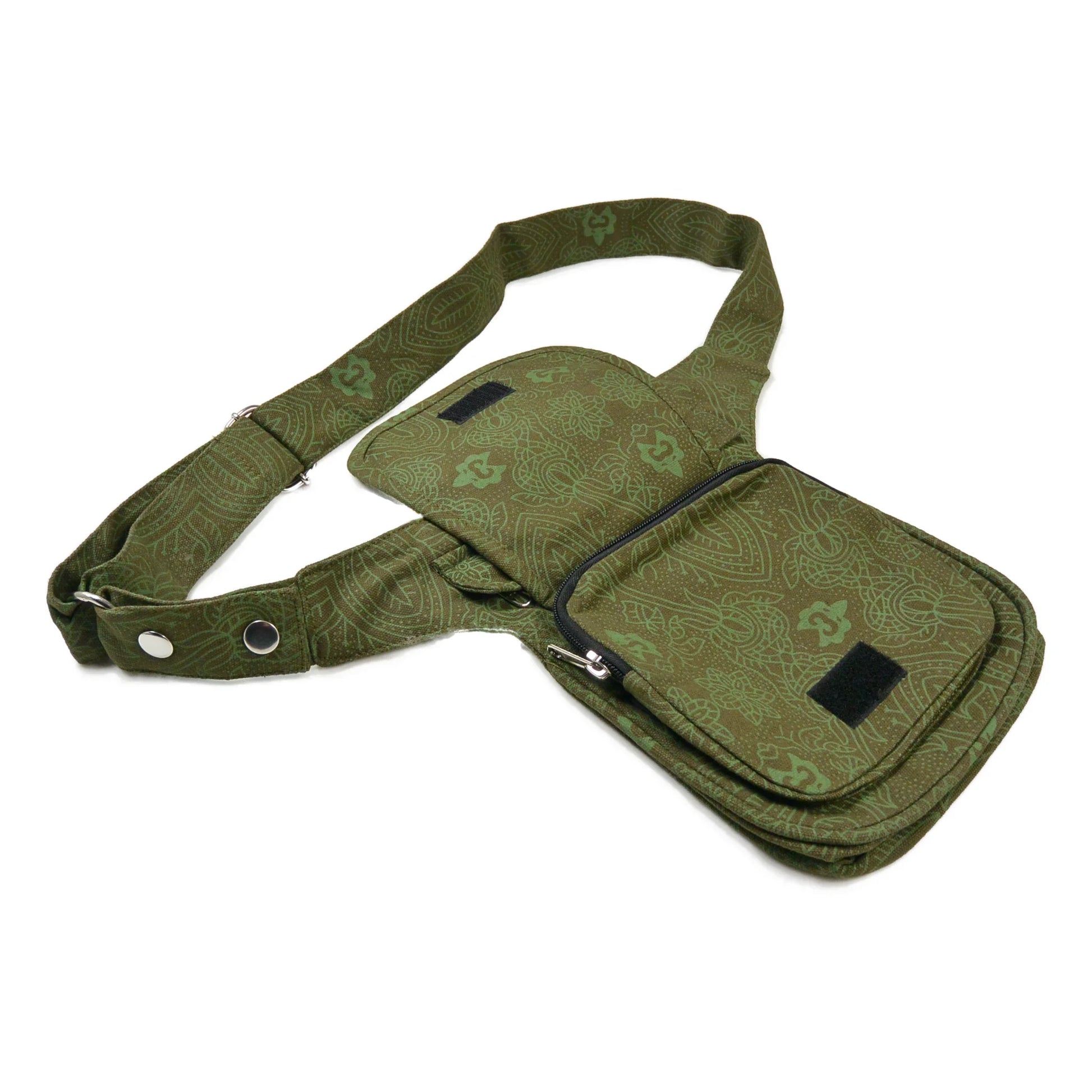 Paris Ethno-Hüfttasche aus natürlicher Baumwolle Olivgrün