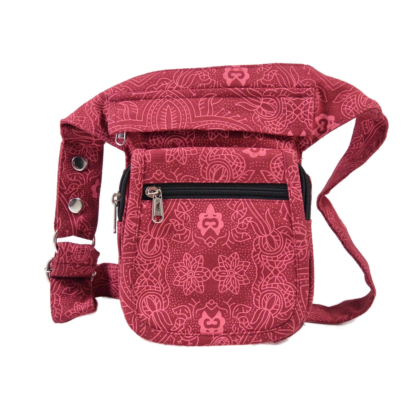 Paris Hüfttasche aus 100% Baumwolle Rot mit detailreichem Ethno-Muster – jedes Stück ein kleines Unikat