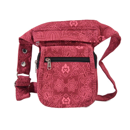 Paris Hüfttasche aus 100% Baumwolle Rot mit detailreichem Ethno-Muster – jedes Stück ein kleines Unikat