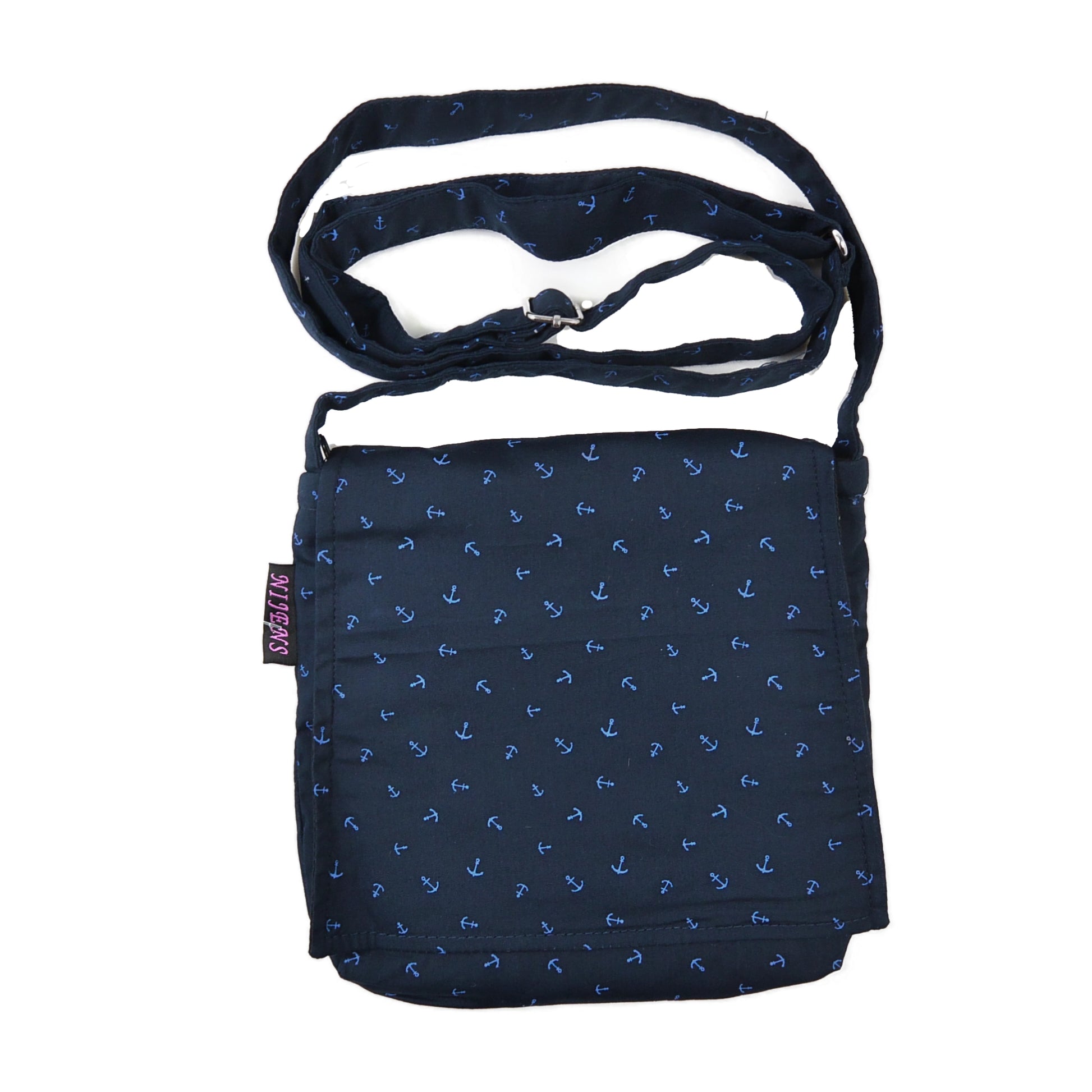 Kleine Umhängetasche aus dunkelblauer Baumwolle mit blauen Anker-Motiven – Stofftasche Chotu von Nijens