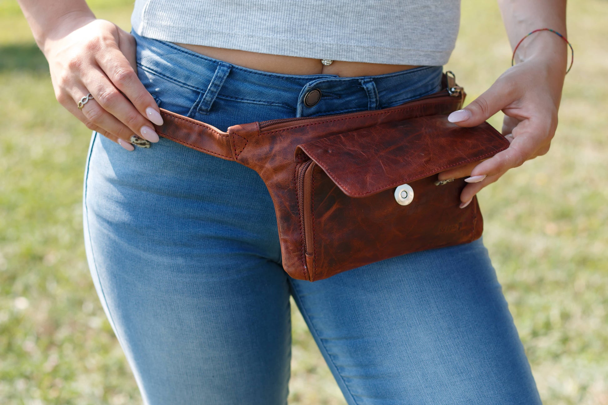 Nijens Leather Pouch Belt Bag Brown