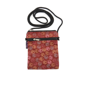 Umhängetasche Kleine Tasche Handy-Tasche mit Pfoten-Motiv in Orange-Rot 