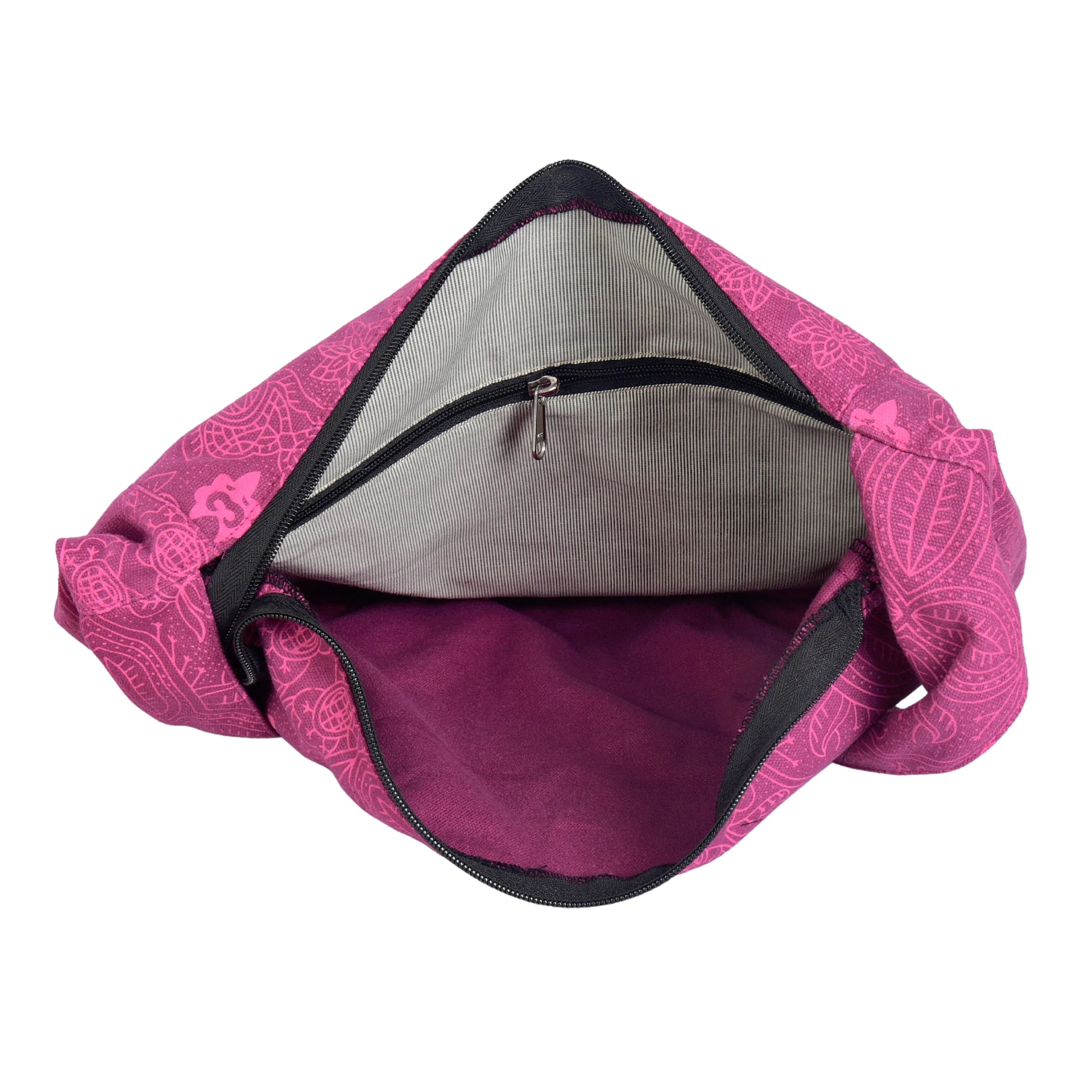 Geöffneter rosafarbener Nijens Big Shopper, zeigt das geräumige Hauptfach.