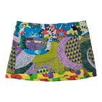 Kurzer Wenderock von Nijens in buntem Design mit Blumen, verspielter Eingrifftasche – rustikal und romantisch.