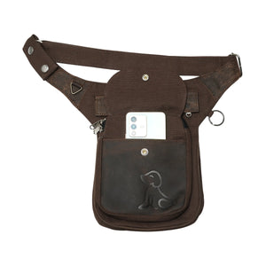 Gassi-Tasche Leder Vintage Schoko-Dunkelbraun mit Prägung Sweet Dog Bag Nijens Shop