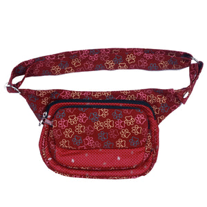 Nijens Gürteltasche für Hunde Wanderung (Pfoten-Design Rot-Orange)