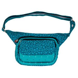 Nijens Gürteltasche Multifunktionale Gassi-Tasche S-XXXL für Hunde Wanderung (Türkisblau Pfoten-Design)