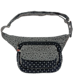 Nijens Gürteltasche Multifunktionale Gassi-Tasche S-XXXL für Hunde Wanderung (Pfoten-Design Grau) - Frankfurt 755