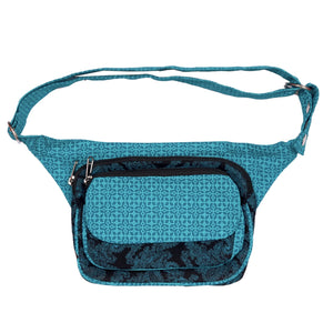 Nijens Gürteltasche Multifunktionale Gassi-Tasche S-XXXL für Hunde Wanderung (Stoff Türkis Paisley)