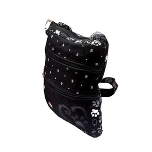 Nijens Gassi-Umhängetasche mit Pfotenmuster Grau-Schwarz 3