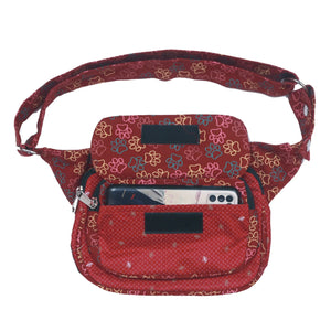 Nijens Gürteltasche Gassi-Tasche S-XXXL für Hunde Wanderung (Pfoten-Design Rot-Orange) 2