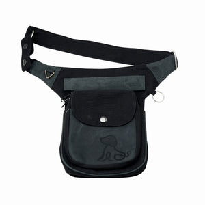 Nijens Gassi-Tasche Leder Vintage mit Prägung Hund (Schwarz)