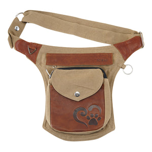 Gassi-Tasche Leder Vintage Braun Brandy Canvas Tasche für Hunde Nijens