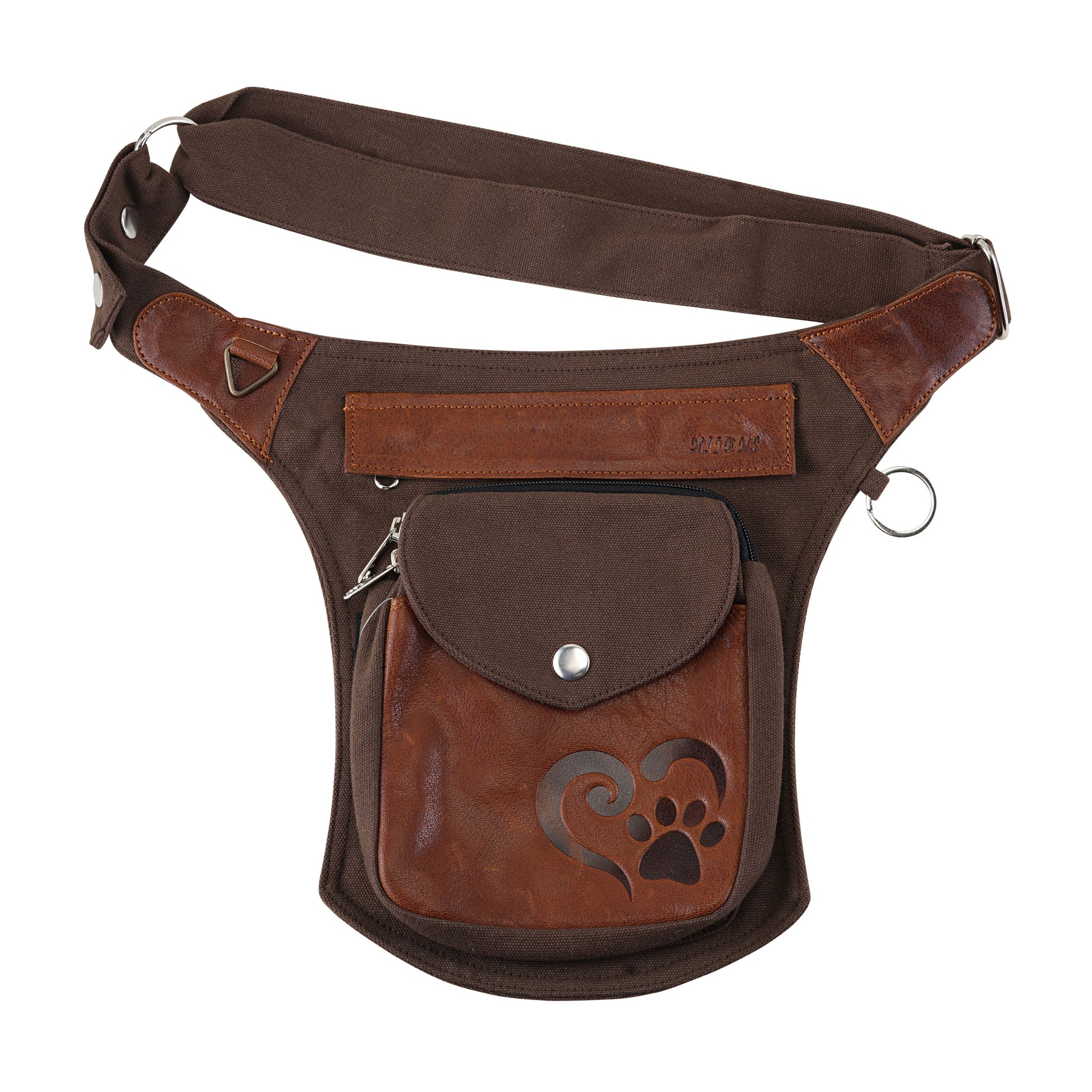 Gassi-Tasche Leder Dunkelbraun-Brandy Canvas Tasche für Hunde Nijens