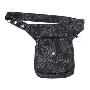 Nijens Gassi-Tasche Hundetasche Bauchtasche Stoff schwarze Blumen