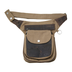Gassi-Tasche Leder Braun mit Pfotenherzprägung Canvas Tasche Nijens