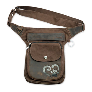 Nijens S-XXXL Futterbeutel mit viel Stauraum - Gassi-Tasche Leder Vintage (Schokoladenbraun) - für Hundetraining Hannover HS 4707