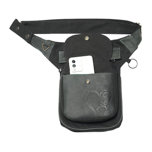 Gassi-Tasche Leder Vintage mit Pfotenherzprägung für Männer und Unisex Nijens Shop 2