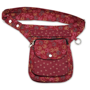 Nijens Gassi-Tasche S-XXXL Hundetasche Rot-Orange Stoff Pfoten Muster