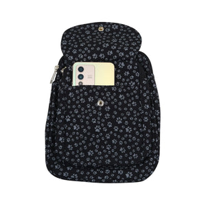 Nijens Handy-Beuteltasche Stoff (Schwarz-Grau) Pfoten Motiv