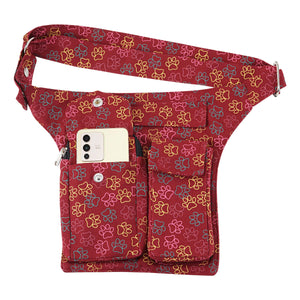 Leckerli-Tube Tasche (Stoff Pfoten Rot-Orange) für Hunde Nijens