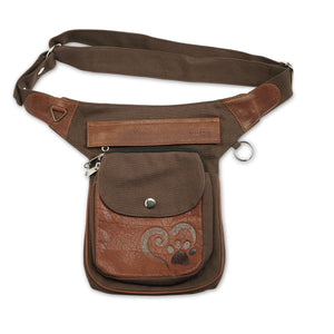 Gassi-Tasche Leder Vintage Brandy mit Prägung Pfotenherz - Hannover HS 4708 Nijens Shop