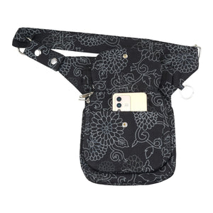 Nijens Gassi-Tasche Hundetasche Bauchtasche Stoff schwarze Blumen 2