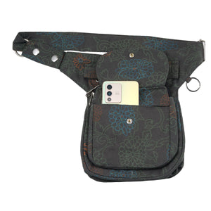 Nijens Gassi-Tasche mit Blumenmuster Motiv Grün Bauchtasche