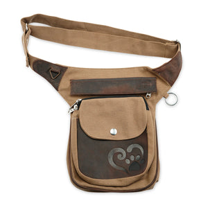 Nijens S-XXXL Futterbeutel Gassi-Tasche Leder Braun Pfote&Herz