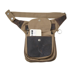 Gassi-Tasche Leder Braun mit Pfotenherzprägung Canvas Tasche Nijens 2
