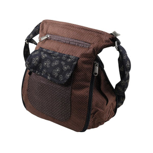 Schultertasche Umhängetasche Nijens Tasche Stoff Braun Polka Dot