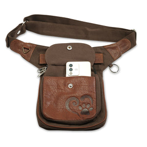 Gassi-Tasche Leder Vintage Brandy mit Prägung Pfotenherz - Hannover HS 4708 Nijens Shop