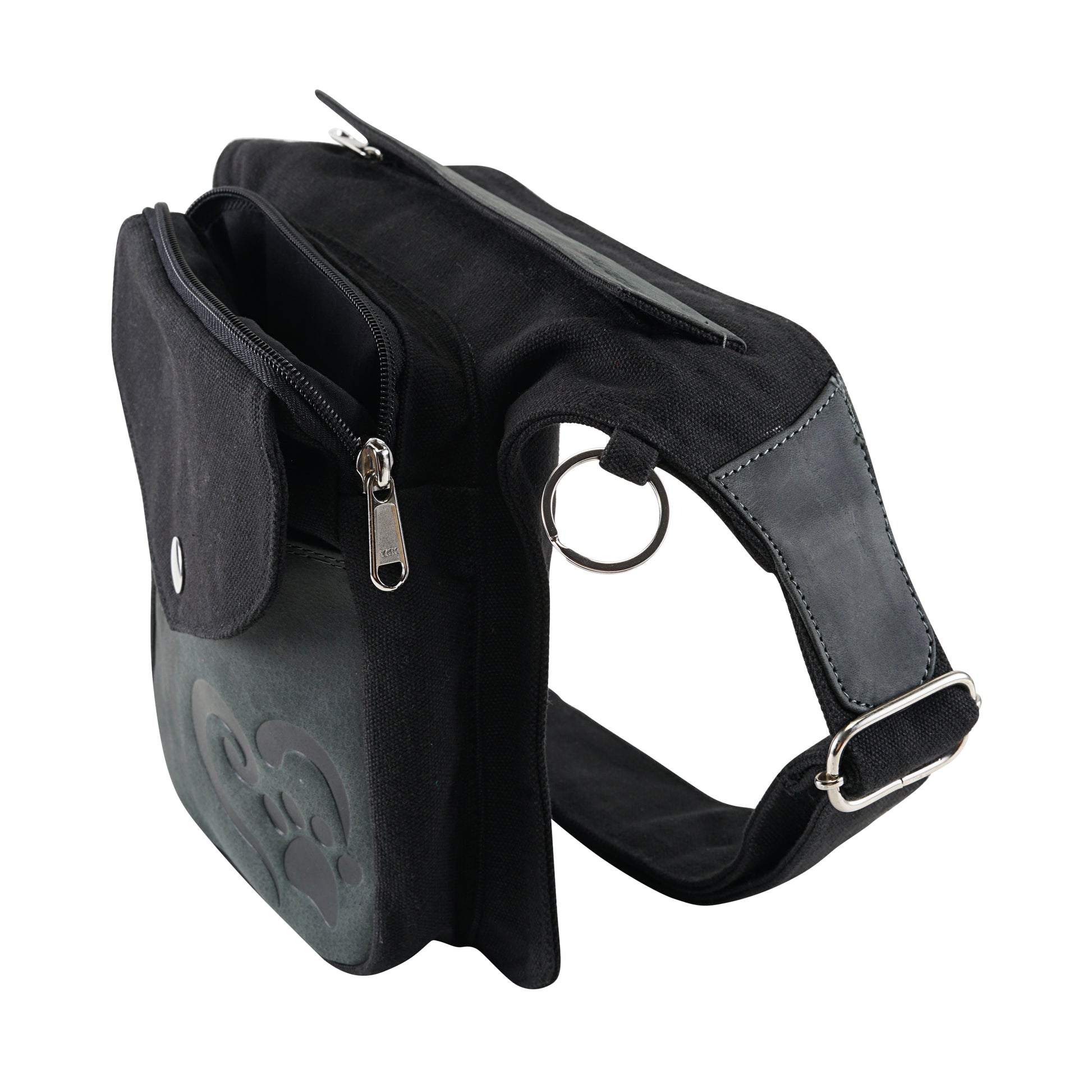 Nijens S-XXXL Gassi-Tasche Leder Vintage (Black-Charcoal), robuste Leckerli-Tasche für Hundebesitzer 3