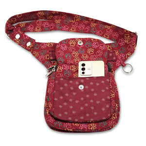 Nijens Gassi-Tasche S-XXXL Hundetasche Rot-Orange Stoff Pfoten Muster 2
