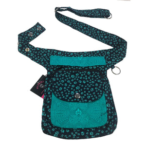 Nijens Gassi-Tasche für Hundesport Futtertasche mit Pfoten Muster Cyan NJ-Hannover 587