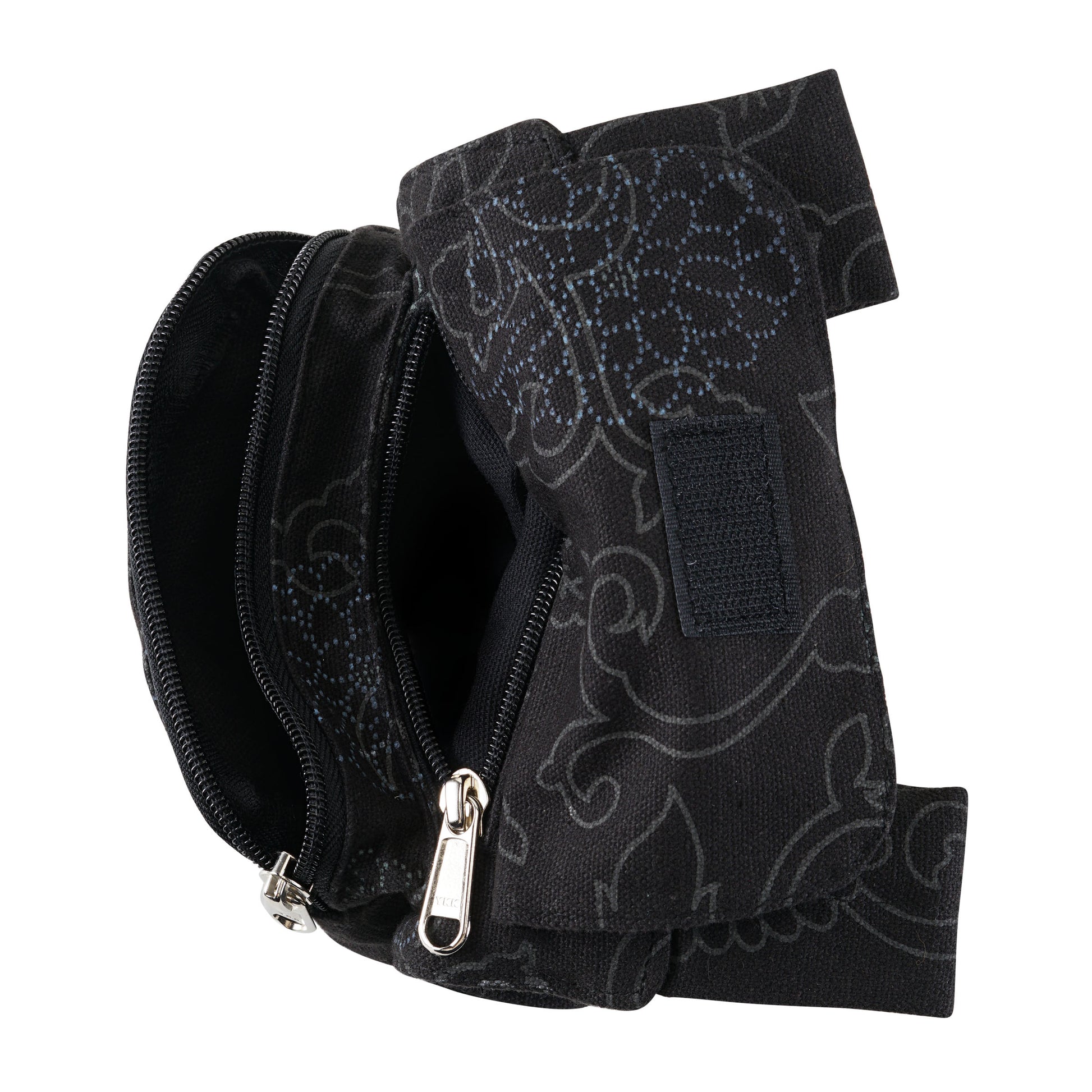 Stoff Beuteltasche Black Flowers mit Gürtelschlaufen 3