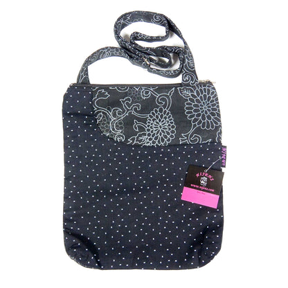 Stoff Tasche Nijens Umhängetasche Schultertasche Black Flowers